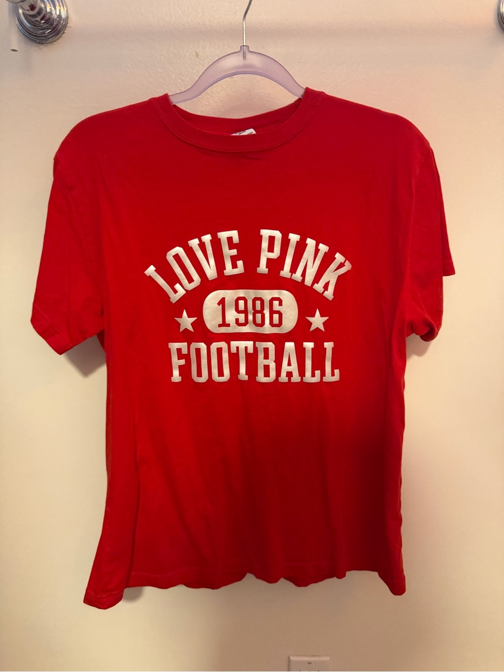 PINK Victoria's Secret Red Campus Tee (3) XS